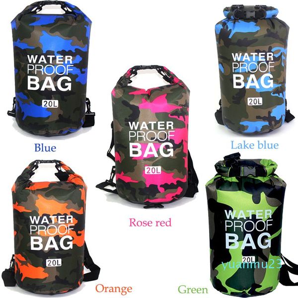 Impermeabile Camouflage Dry Bag Camo Compression Sack 251020L Stoccaggio per canottaggio Campeggio Kayak Spiaggia Rafting Escursionismo Pesca