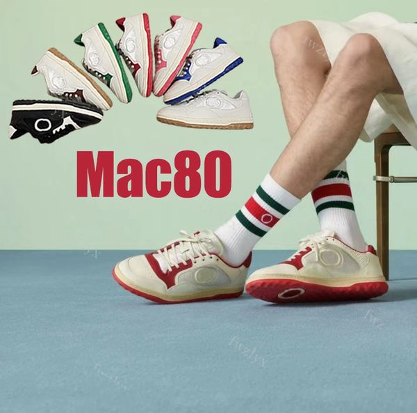 Tasarımcı Retro Mac80 Koşu Ayakkabıları Eski Kirli Beyaz Yuvarlak Toe İşlemeli Kadınlar Düşük Top Düz Spor Ayakkabı Boyutu 35-45