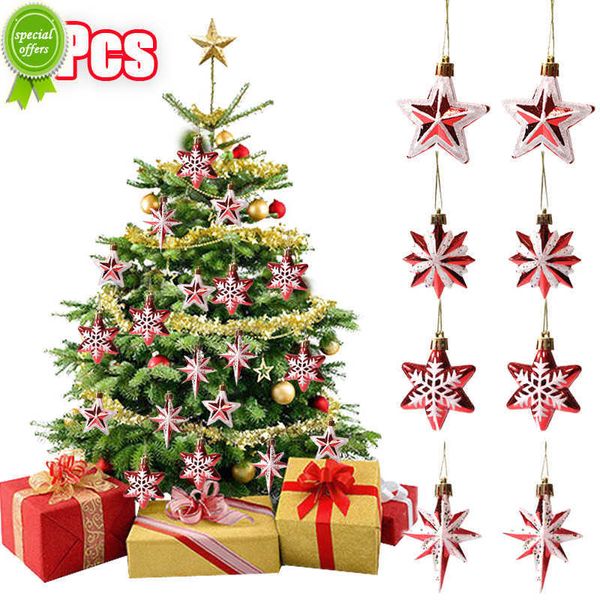 Neue 6Pcs Weihnachten Ornament Schneeflocke Candy Form Weihnachten Baum Hängen Anhänger Weihnachten Kinder Geschenke Hause Weihnachten Navidad Neue jahr Dekore