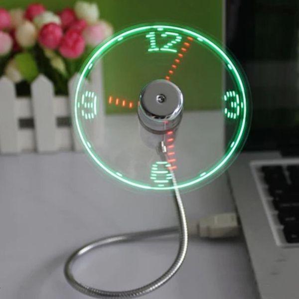 Schreibtisch Tischuhren Hand Mini USB Ventilator Tragbare Gadgets Flexible LED Uhr Cool für Laptop PC Notebook Echtzeitanzeige Langlebig Einstellbar 230615