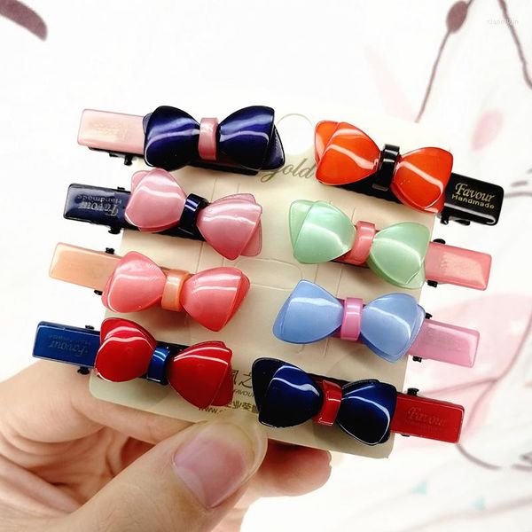 Accessori per capelli 10PCS/LOT Clip acrilica bella dell'arco Barrettes di plastica sveglie delle ragazze della forcella di doppio strato nella toppa dei copricapi