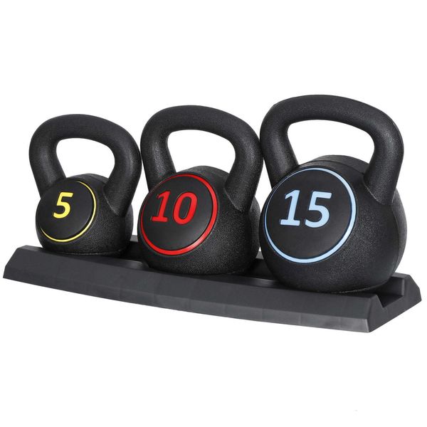 Manopole 3 pezzi Kettlebell Set con portaoggetti Home Gym Esercizio Fitness Pesi 230616