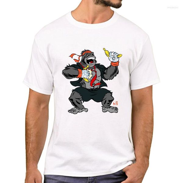 Мужские рубашки Teehub Funny Monkey с банановой печатной футболкой мода Harajuku Diamond Hands Hands Thirts