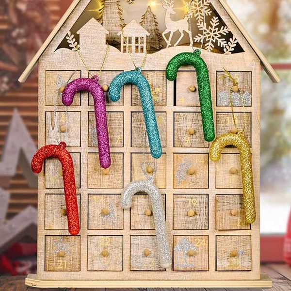 Novo 6 pçs/conjunto enfeites de árvore de natal cana-de-ano novo decoração de árvore de natal de 6 cores conjunto de pingente de cana-de-decoração para casa melhor presente