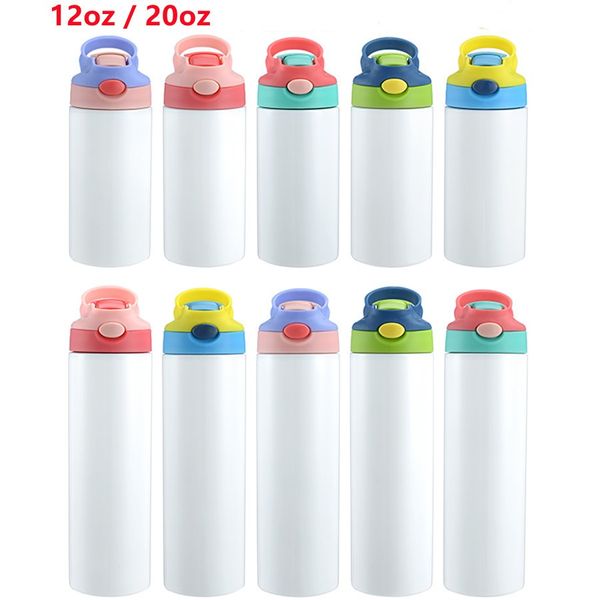 Prezzo ragionevole 12oz 20oz Kids Straight Sublimation Tumbler Thermos Tazze Tappo di paglia Bottiglia d'acqua in acciaio inossidabile Portatile Sippy Cup Bambini Student Sports Cup