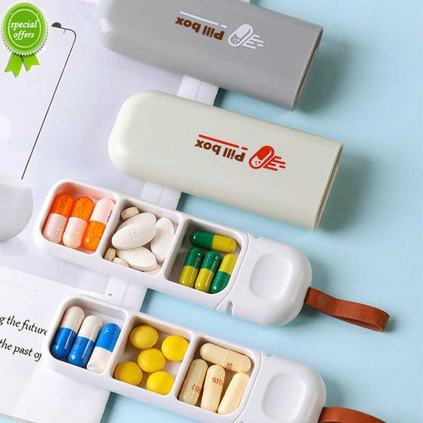 Novo 3 grades dispensador de medicamentos portátil porta-remédios armazenamento de comprimidos mini dispensador de comprimidos caixa de comprimidos para organizador de recipientes de medicamentos