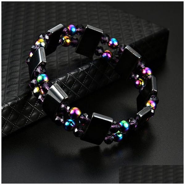 Bracciale in ematite magnetica arcobaleno con perline Bracciale Mtilayer Bracciale polsini gioielli Bracciali donna Moda uomo 162549 Drop Delivery Dhnpd