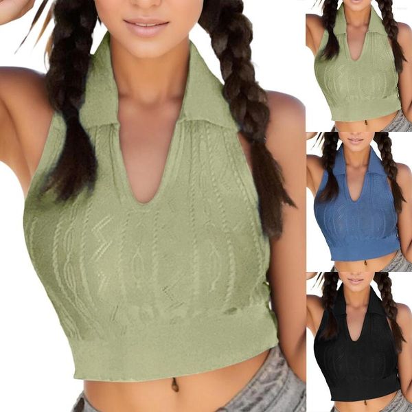 Camisoles Tanks Damen Sext gestrickte Innenweste Stehkragen Hals ärmellos Sommer Casual Tops Kleid Shirt