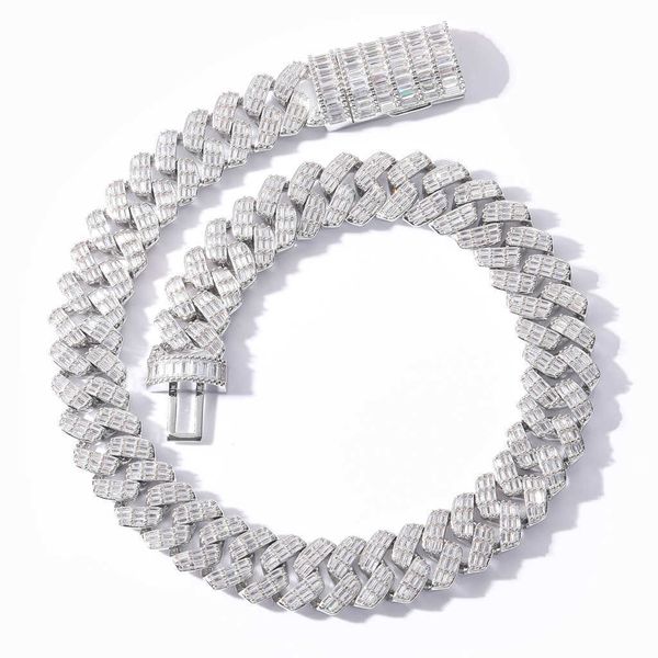 Collane con ciondolo Fili Stringhe Aggressivo 17mm di larghezza quadrato zircone diamante Cuba catena pulsante a scatto Collana da uomo personalità gioielli hip-hop