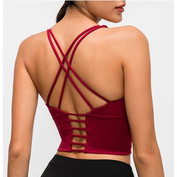 2020 Sexy Y-Type Alongar Verison Sutiãs de Ginástica Acolchoados LU-127 Feminino Tecido Desnudo Simples Esporte Ioga Sutiãs Crop Tops Fitness