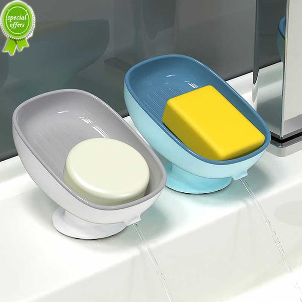 Novo porta-sabonete para banheiro esponja de cozinha com ventosa caixa de sabonete organizador de armazenamento antiderrapante caixa de sabonete de drenagem recipiente acessório de banheiro