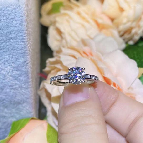 Anelli a grappolo D Color VVS1 Moissanite Diamond Ring Test superato Perfect Cut AU750 Platinum Bride Getting Married Jewelry