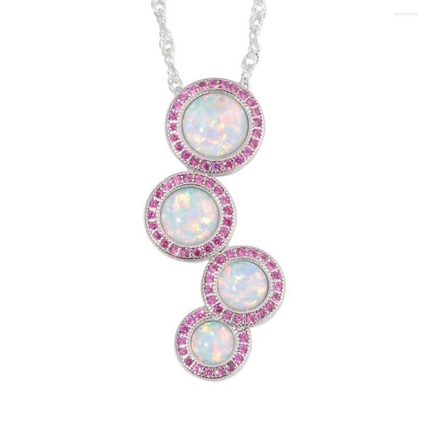 Collane con ciondolo CiNily Creato Bianco Verde Opale di fuoco Gemme multicolori Collana di gioielli da donna all'ingrosso placcata argento