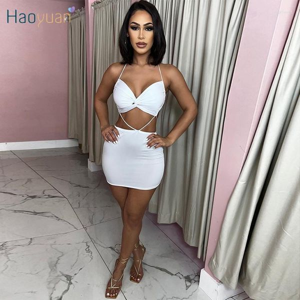 Повседневные платья haoyuan sexy off plightage mini платье без спинки летняя одежда для женщин Rave Festival наряды Night Club Wear