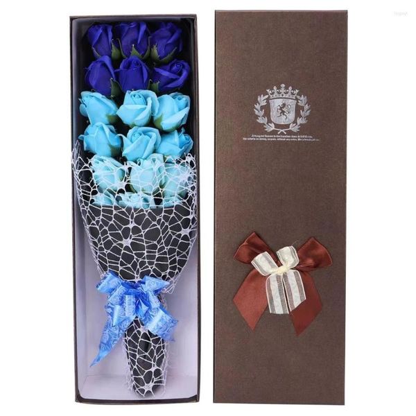 Dekoratif çiçekler 18 yapay sabun gül buket hediye kutusu simülasyon sevgililer günü doğum günü dekor varış