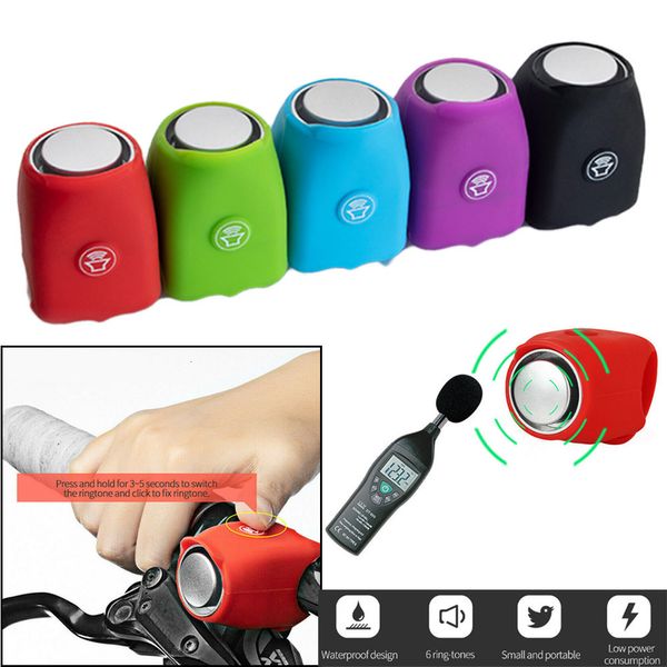 Chifres de bicicleta sino de bicicleta 120db à prova d'água ciclismo sinos de bicicleta buzina elétrica mini portátil silicone mtb ciclismo de estrada guidão sinos 230616