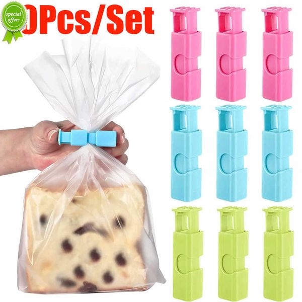 Novedad, 10 Uds., Clip para bolsa de sellado, Clip portátil para bolsa de almacenamiento de alimentos, Clip reutilizable para bolsa de sellado de aperitivos, abrazadera selladora, organizador de almacenamiento de cocina para el hogar