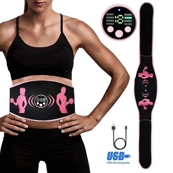 Core Bauchtrainer Fitness EMS Elektrische Massage Körper Schlankheitsgürtel Muskelstimulator USB Aufladen Taillentrainer Gewichtsverlust Drop 230615