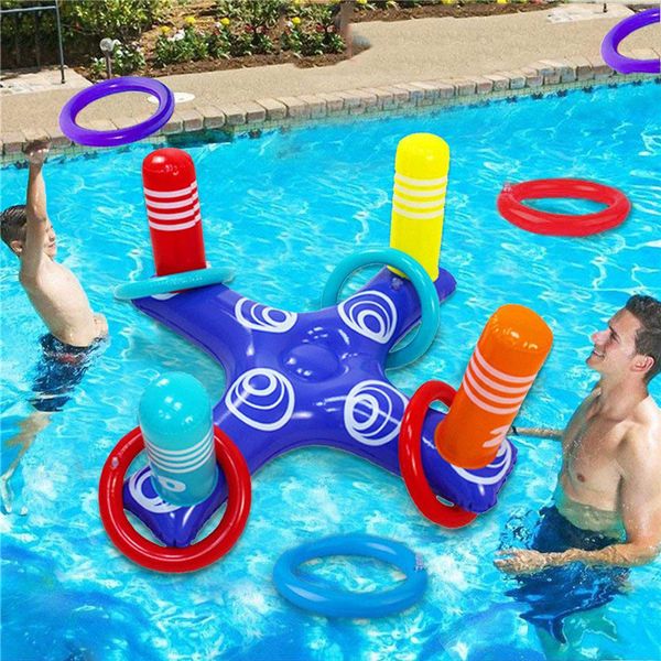 Brinquedo de inflação de ar Brinquedos infláveis Anel de arremesso Virola Anel inflável Toss Pool Game Brinquedo para crianças piscina ao ar livre Beach Fun Summer Water Toy 230616