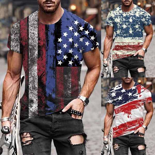 T-shirt da uomo Stampa collo camicetta 3D Short Day Summer Round Independence Shirt Sleeve Digital Mens Men Pack Of Turtle Top For