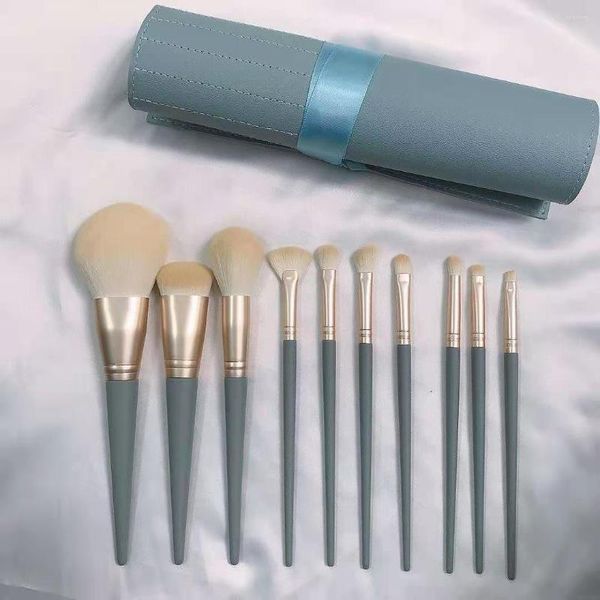 Pennelli trucco 10pcs/set Brush Eyeshadow Highlighter Facial Blue Plastic Hand Mask Strumenti di bellezza