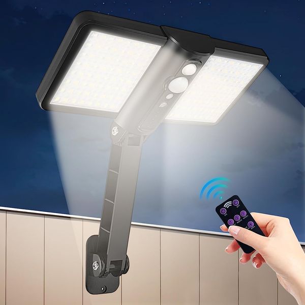 128SED SOLAR FLUGL LIGHT OUTDOOR con sensore di movimento, luce diurna a 6500k, lampada a parete per pista da giardino del giardino per porte per patio per recinzione del ponte