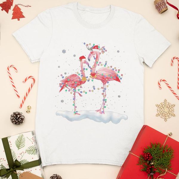 T-Shirts für Damen, 2023, Weihnachten, Damen-T-Shirt, Flamingo-Aufdruck, schöne Mode, lässig, bequem, vielseitig, Rundhals-Damen-Top