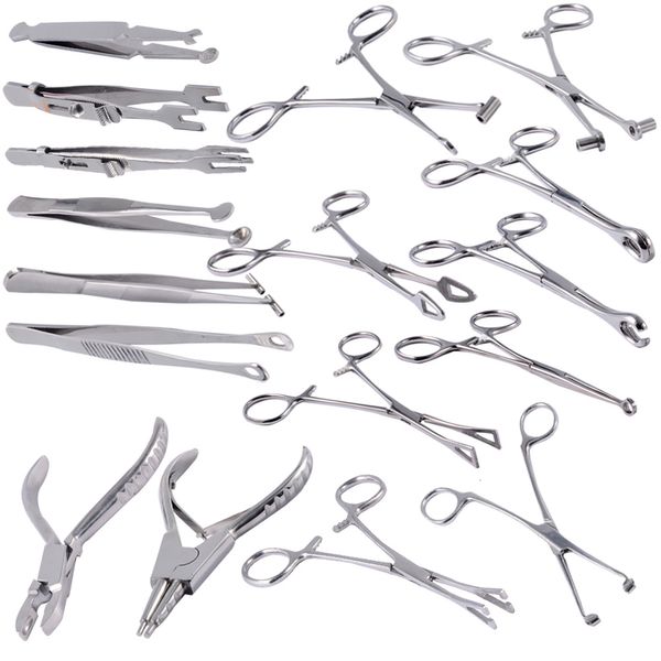 Labret Lippenpiercing-Schmuck, 1 Stück, professionelles Stahl-Punktionswerkzeug zum Öffnen und Schließen, Nadel, Kugelklemmzange, verschiedene Formen, Pinzetten-Sets 230615