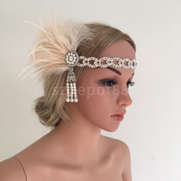 Kafa Bantları Retro Feather Shopper Head Band 1920'ler Great Gatsby Kadın Kraliyet Ascot Kokteyl Partisi Faşator Başlık 230615