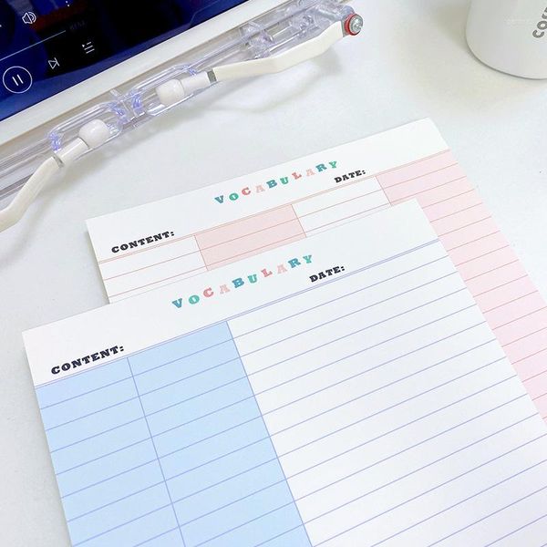 50 folhas Ins Livro de palavras rosa azul B5 Office Simplicity Cute Memo Pad Aluno Learning Paper Notebook Folhas soltas Papelaria escolar