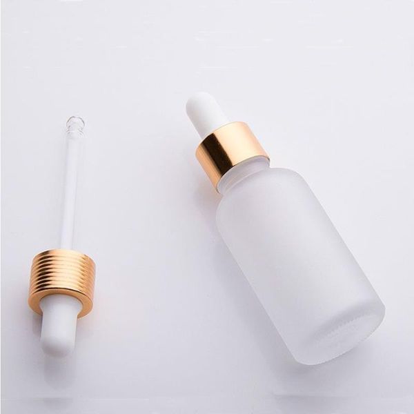 wholesale 30ml frosted glass dropper bottle empty essential oil bottles serum with gold sliver black cap Ppfdj