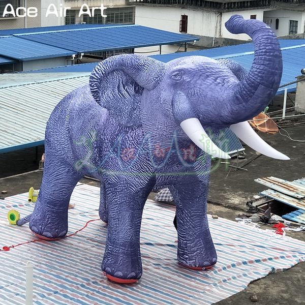 Elefante inflável roxo gigante/modelo de animal da África para decoração de eventos/exibição de safári