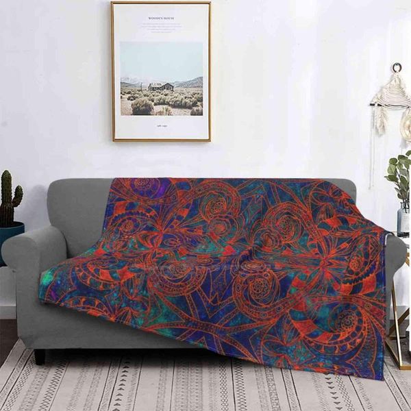 Coperte stile per la casa divano letto campeggio auto aereo viaggio coperta portatile etnico tribale al persiano retrò mehndi zentangle