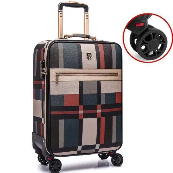 Mala de viagem com rodinhas Mala de viagem giratória de 24 polegadas masculina Bolsa de bagagem de negócios Carrinho de rodas Rodas 0618-222