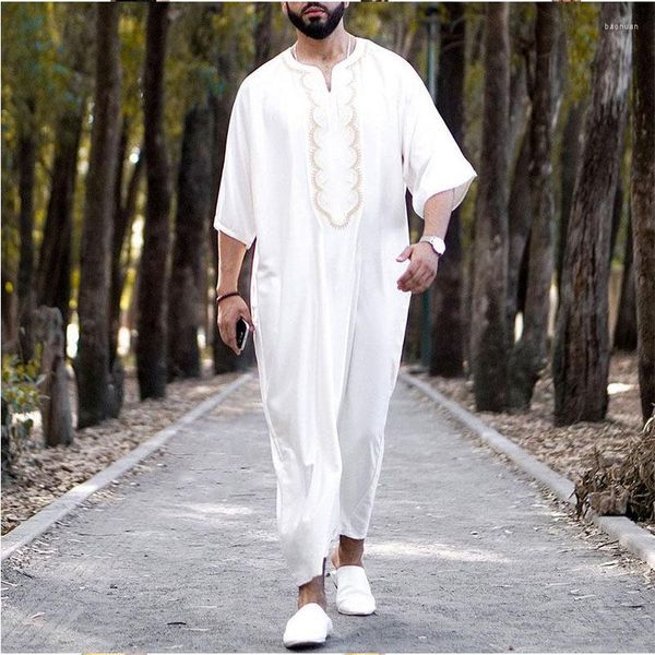 Roupas étnicas Macios de macacões de macacão de estilo abaya muçulmano abaya líder líder masculino masculino thobe for Men ropa Índia hombre