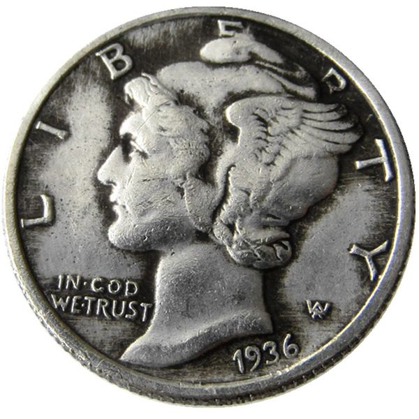 US 1936 P/D/S Mercury Dime verzilverde kopiemunten