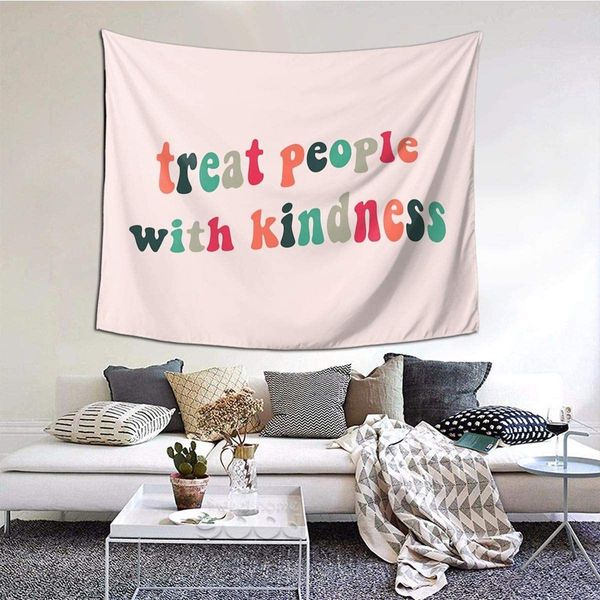 Wandteppiche Treat People with Kindness Boutique Tapisserie Wandbehang Tapisserie Vintage Tapisserie Wandteppich Mikrofaser Pfirsich Home Decor 230615