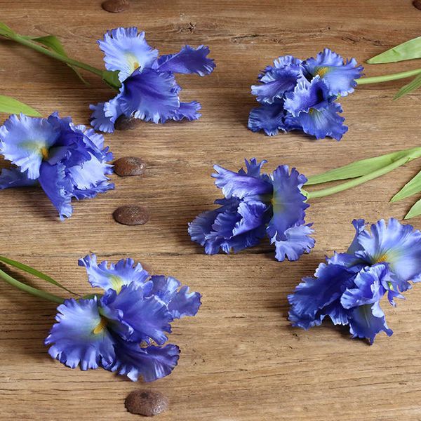 Getrocknete Blumen, 1 Stück, Simulationsblume, Iris-Dekoration, einzelner Zweig, künstliches Zuhause, Wohnzimmer, Hochzeit, Tischdekoration, blaue gefälschte Pflanzen