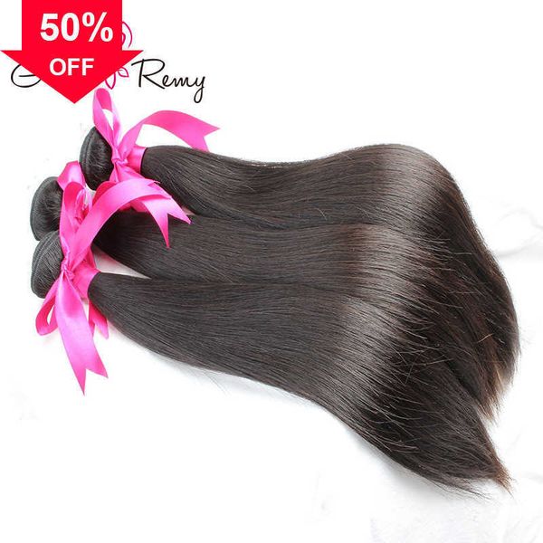 Virgin Weave 3 teile/los Unverarbeitete Brasilianische Gerade Extensions Bundles Peruanische Malaysische Indische Remy Schuss Greatremy 8-34 zoll Verkauf