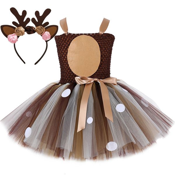 Vestidos de menina Traje de veado para meninas vestido tutu de natal criança roupa de aniversário bebê rena animal cosplay crianças roupas de halloween 230615