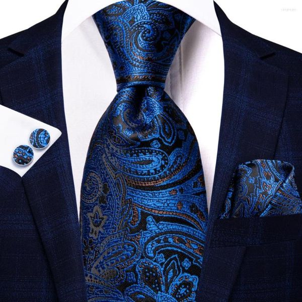 Bow Gine Hi-Tie Black Navy Blue Paisley Silk Wedding Tie для мужчин Handky Mashlink Design Design Nicktie Business Party