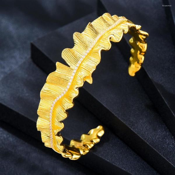 Bangle Missvikki Летний модный роскошный стеккуруемый открытый для женщин Свадьба Полный кубический циркон золотой браслеты Дубай
