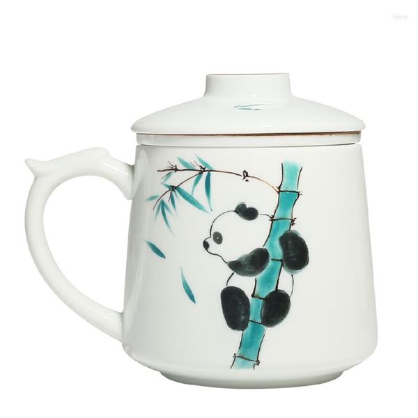 Кружки окрашены вручную милую панду водяной чашки чайная чайная керамическая варева с крышкой штамм девушек кружка