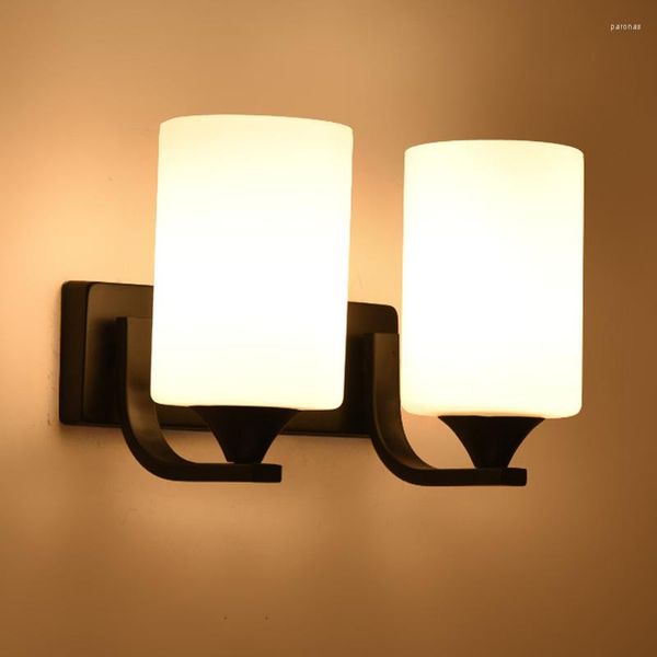 Lampada da parete Americana minimalista Camera da letto Decorazione Luci per la casa E27 Illuminazione per esterni Montaggio in vetro