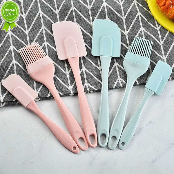 Neue 3 Stücke Küche Silikon Creme Butter Kuchen Spatel Mischen Teig Schaber Pinsel Butter Mixer Schaben Messer Öl Pinsel Kuchen Pinsel