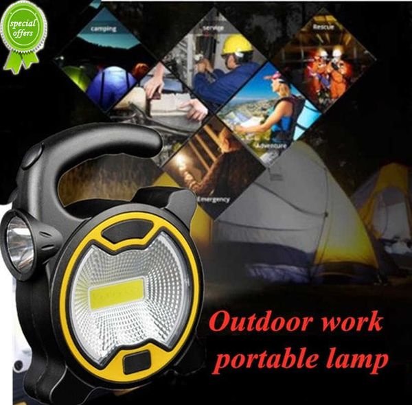 Nova lâmpada de trabalho COB portátil lanterna LED à prova d'água holofote de emergência recarregável para caminhadas ao ar livre luz de acampamento