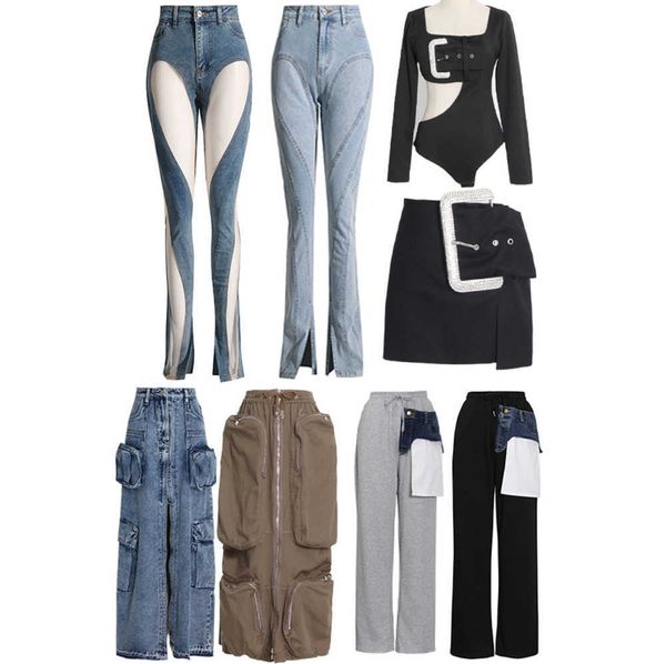 Saias sexuais femininas com body de alfinete grande pinn slim e quente jeans saia longa e calças com formato de corte agradável