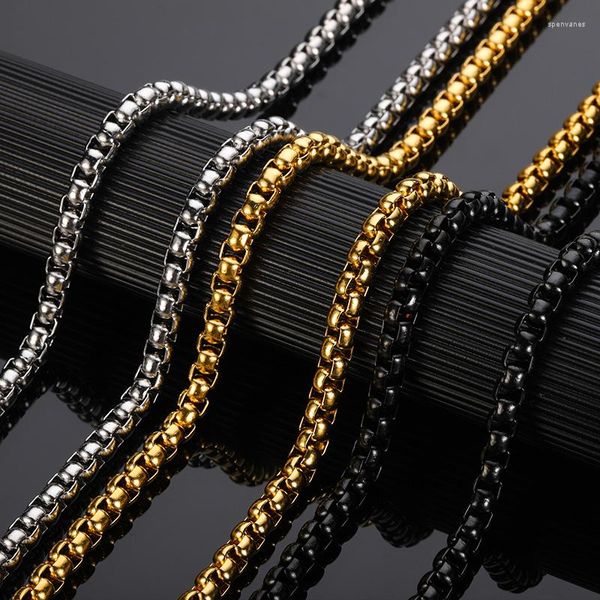 Correntes Vintage 6mm de Largura Aço Inoxidável Colar Corrente de Contas Para Homens Cor Dourada Redondo Chians Goth Punk Jóias Collier Femme