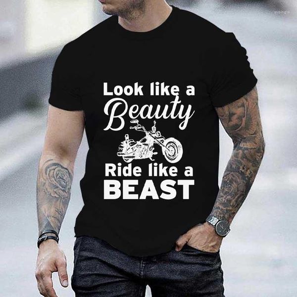 T-shirt da uomo Look Like A Beauty Ride Graphic T-shirt da uomo T-shirt estiva T-shirt da motociclista vintage manica corta Abbigliamento maschile