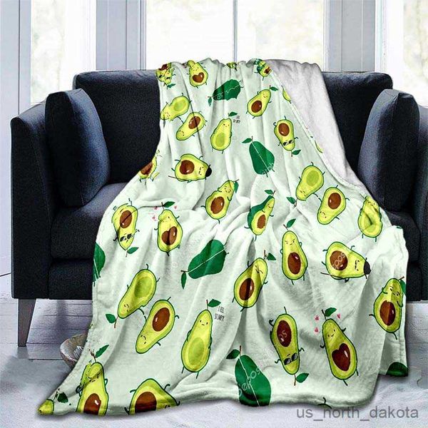 Coperta Comfort Coperta Cute Fruit Avocado Stampato Peluche Coperta Fuzzy Trapunta morbida per divano letto e divano Twin Size R230616